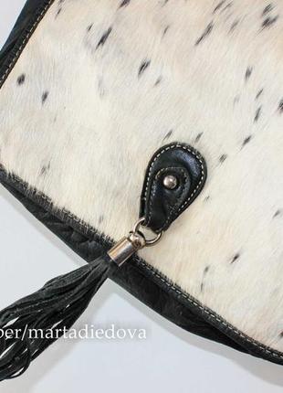 Шкіряна сумка портфель портмоне, вставка з вовни, натуральна шкіра5 фото