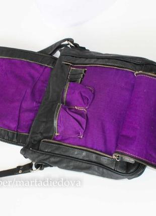Шкіряна сумка портфель портмоне, вставка з вовни, натуральна шкіра8 фото