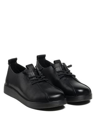 Туфли женские черные кожаные на шнурках 2150т1 фото