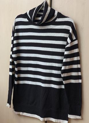 Новый стильный свитер оверсайз в полоску 20% кашемир