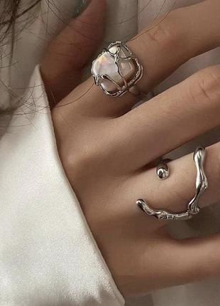 Креативная двойная кольца, кольцо, кольцо с жемчужинкой