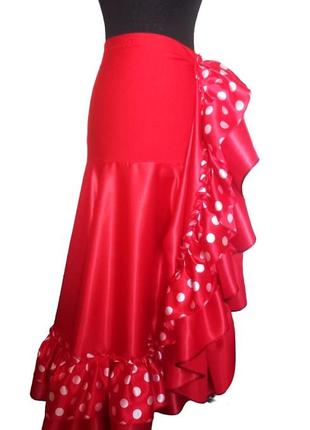 Длинная атласная юбка, юбка фламенко2 фото