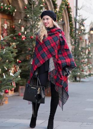 Актуальна тепла накидка пончо кейп №13