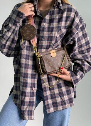 Повсякденна коричнева брендована сумочка від louis vuitton1 фото