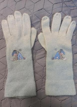 Новые вязаные перчатки с люрексом, принт ослик disney store