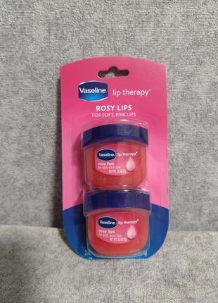 Vaseline, lip therapy, розовые губы, 2 упаковки по 7 г