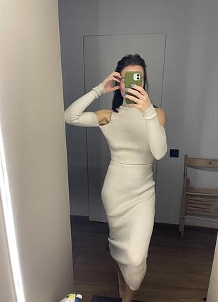 Вязаный костюм трикотаж юбка malina shop