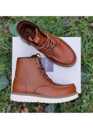 Шкіряні чоловічі черевики ecco staker moc toe tie premium lace boot   41-42  розмір3 фото