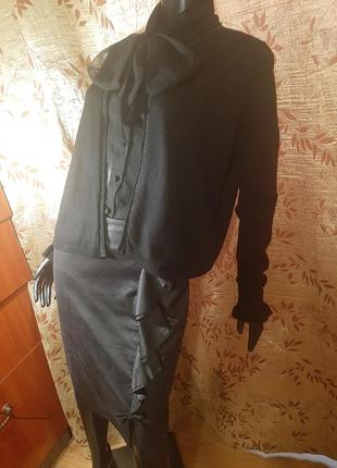 Эффектная итао-стойкая юбка карандаш из жабо6 фото