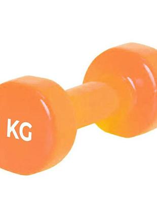 Гантеля вінілова 4125 1кг помаранчевий (56228052), power play
