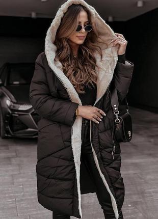 Куртка пальто с хутром 🔥6 фото