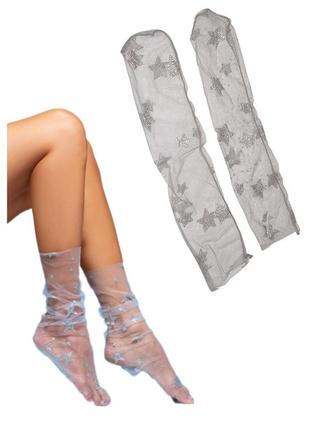 Тюлеві шкарпетки прозорі фатінові зірки капронові оверасйз