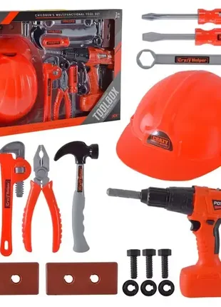 Набір інструментів, електричний шурупокрут, на батарейках, в коробці