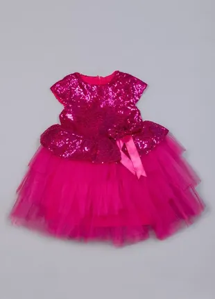 Платье для девочек 0934 розовое малиновое праздничное