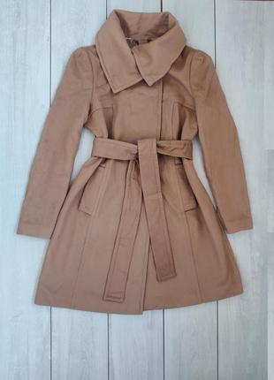 Шерстяное пальто британского бренда coast цвета кэмэл румуния 16 р