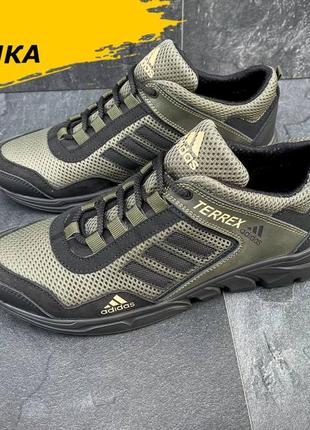 Чоловічі літні кросівки adidas terrex (адідас террекс) хакі літні в сіточку на літо *а-1 хаки/сет*