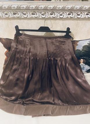 Натуральная 100% шёлк брендовая юбка burberry оригинал цвет шоколад2 фото