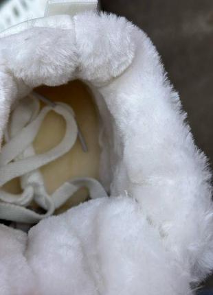 Кроссовки женские зимние белые теплые высокие на платформе на подошве на шнурках стильные5 фото