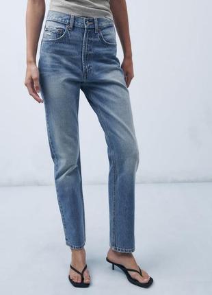 Прямые джинсы с высокой посадкой zara, 38, 46р, оригинал4 фото