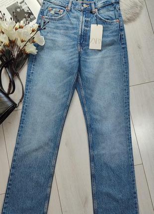 Прямые джинсы с высокой посадкой zara, 38, 46р, оригинал6 фото