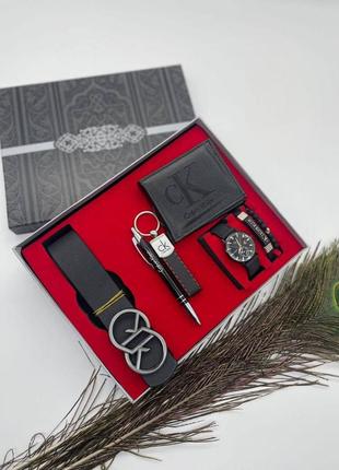 Подарочный набор комплект ремень часы кошелек ручка браслет