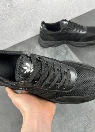 Летние мужские кроссовки сетка adidas/адидас черные спортивные на лето *а30 чор/сет*4 фото