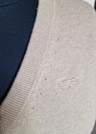 Шикарний вовняний джемпер, светр з v-подібним  вирізом lacoste,  оригінал4 фото