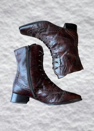 Зимние кожаные ботинки gabor оригинальные коричневые на каблуке1 фото