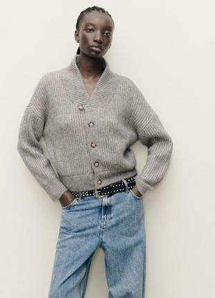 Шерстяной бомбер свитер zara