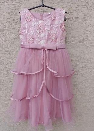 Нарядное платье барби розовое платье 8-9л