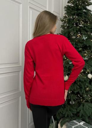 Теплый женский свитер с оленями новогодний6 фото