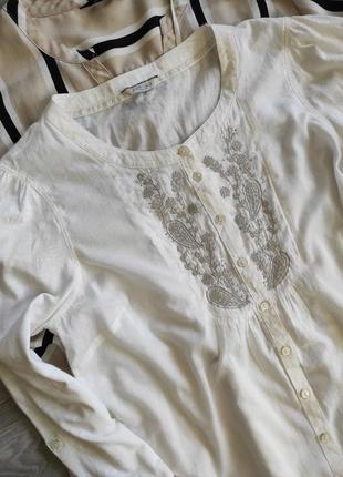 Шикарная натуральная блуза рубашка с вышивкой коттон нарядная4 фото