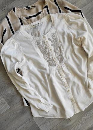 Шикарная натуральная блуза рубашка с вышивкой коттон нарядная3 фото