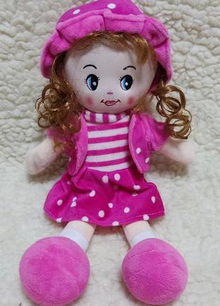 Мягкая кукла "девочка" в костюме в горошек, 35 см состояние идеальное1 фото