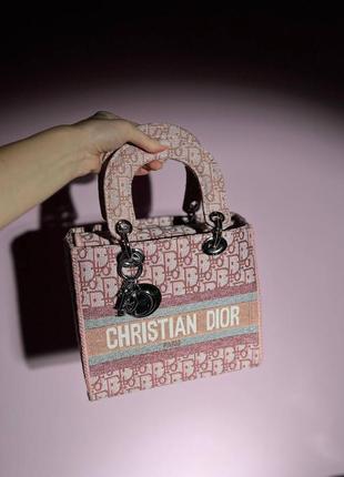 Женская сумка christian dior lady d-lite pink люкс качество2 фото