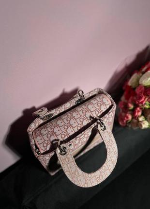 Женская сумка christian dior lady d-lite pink люкс качество3 фото