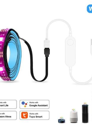 Умная wifi светодиодная usb led rbg лента tuya, smart life 2м