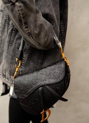 Женская сумка christian dior saddle black logo люкс качество2 фото