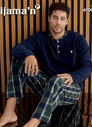 Теплая флисовая мужская пижама, костюм для дома