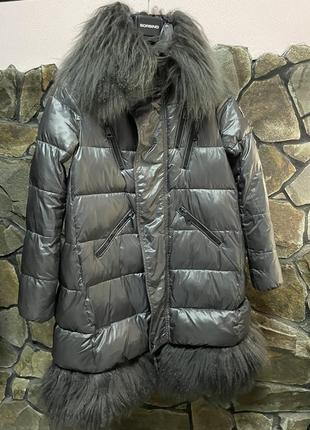 Куртка жіноча з хутром лами moncler