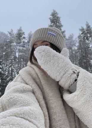 Плюшевые теплые перчатки варежки мишка тедди тренд 2024/подарок сестре/девочки или подруге