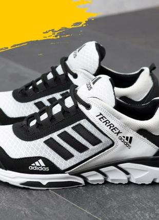 Спортивні м'які літні кросівки сітка adidas, взуття чоловіче текстиль під джинси *а-1 біл/сет*