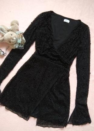 Платье черное короткое белье новогоднее года года 32 xxs 40, 34 xs 42 oh polly