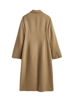 Пальто женское massimo dutti long wool blend with shoulder pads, бежевое, размер s2 фото