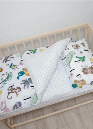 Натуральная хлопковая постельня рисетка в детскую кроватку тепик алфавит 140*105