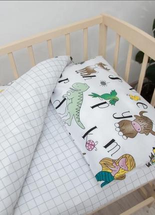 Натуральна бавовняна постіль малютка в дитяче ліжечко тепік алфавіт 140*1052 фото