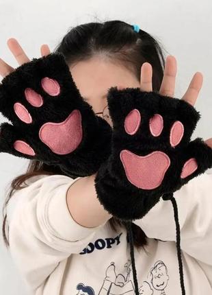 Набор перчатки кошачьи лапки и ушки3 фото