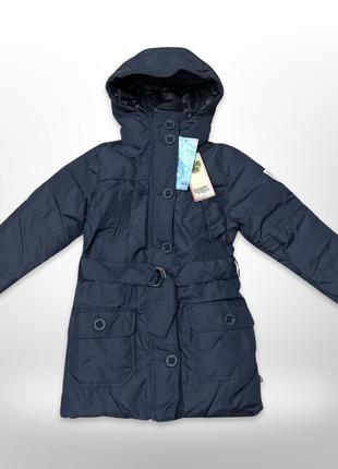 Зимнее пальто для девочки quadrifoglio темно-синее1 фото