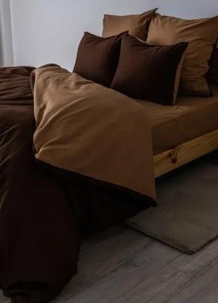 Шоколадная песочная натуральная хлопковая ранфорс постель полуторная/двухспальная/евро/семейная
