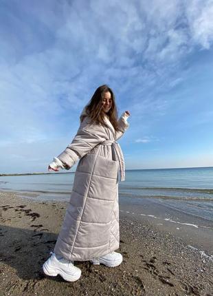 Женское зимнее пальто (пуховик) украинского бренда braandhaall (brandhall) в бежевом цвете, в одном размере